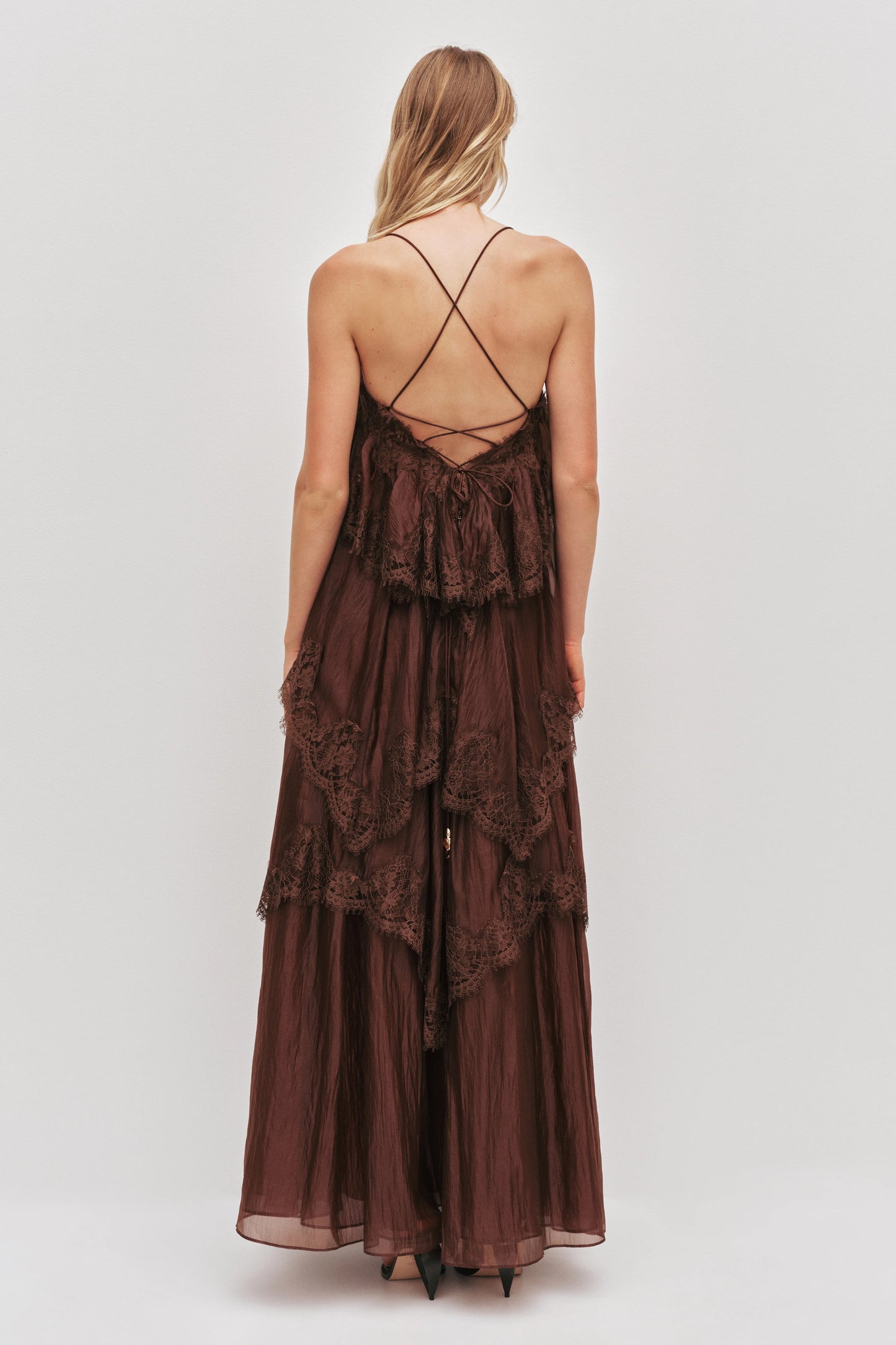 OPHELIA LACE GOWN | CHOCOLATE