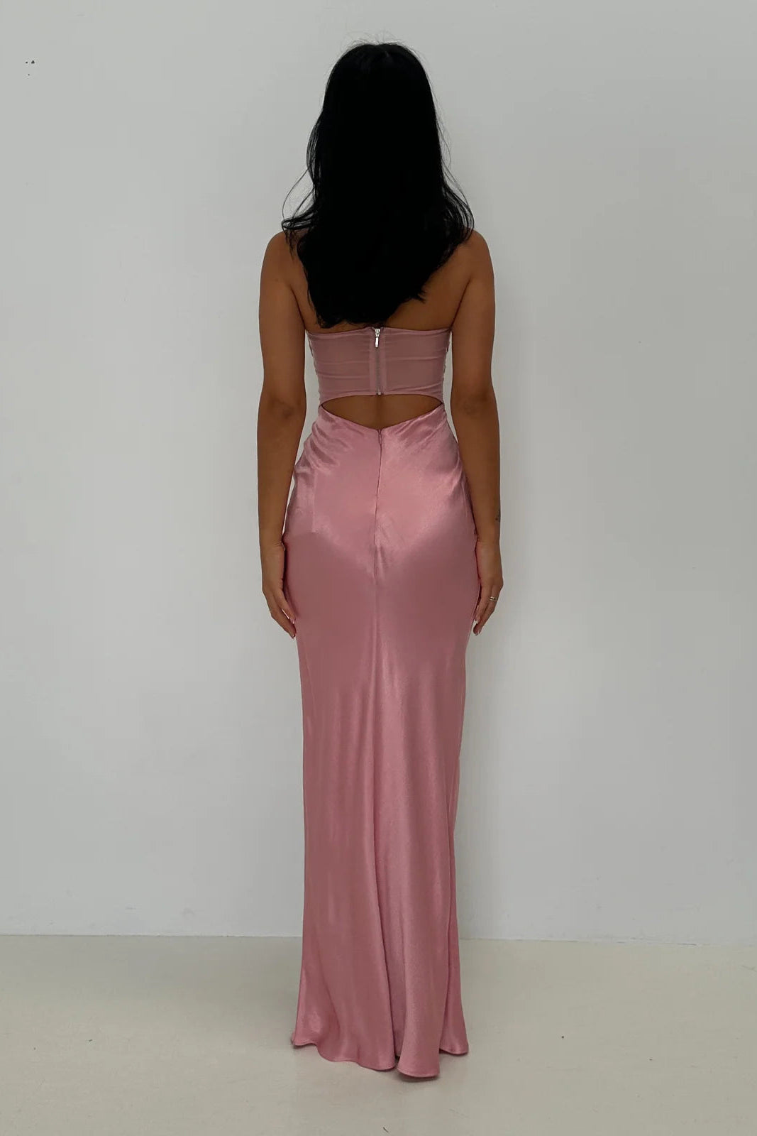 HALLE STRAPLESS DRESS | DUSTY PINK