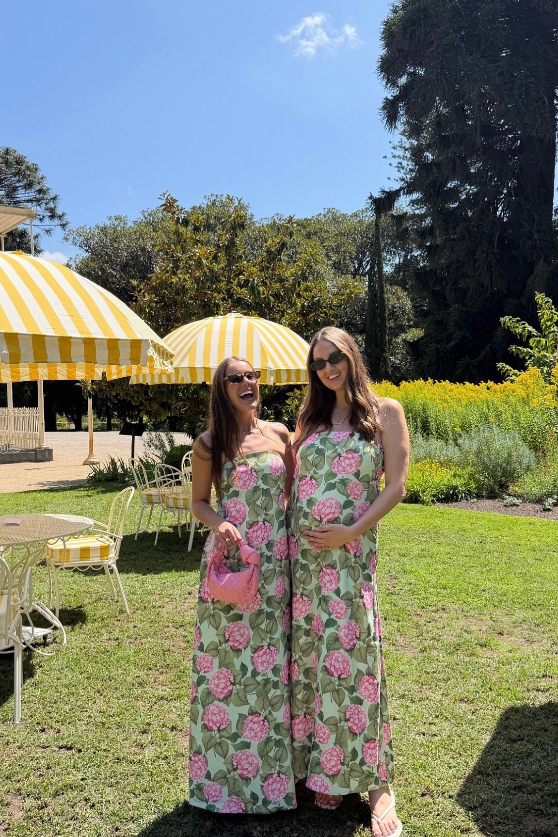 Palm Noosa Alessia Dress Pink Jardin pregnancy friendly floral maxi dress hire Australia