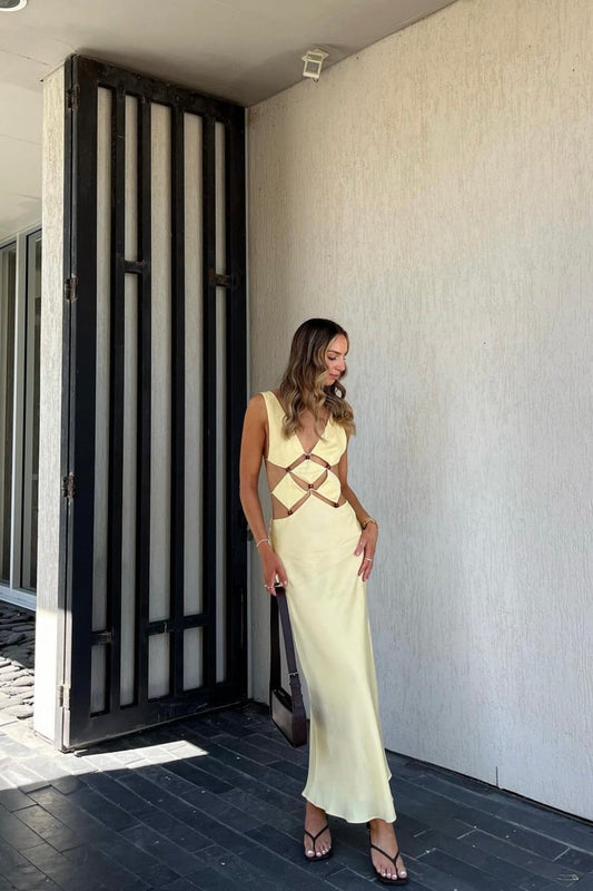 AGATHE DIAMOND DRESS | BUTTER YELLOW