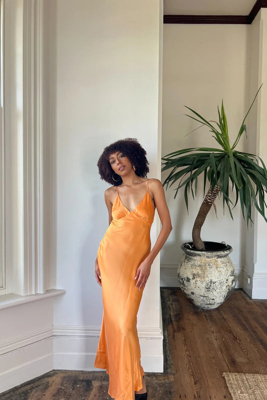 AMBER V MAXI DRESS | ORANGE