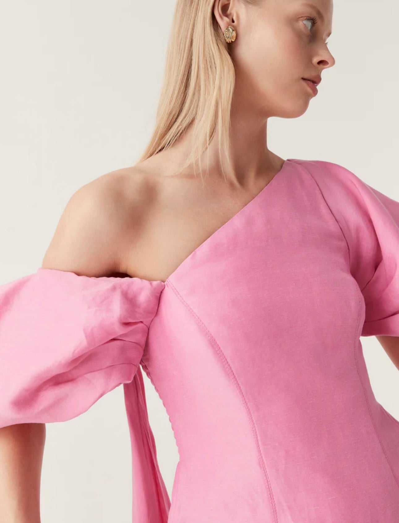 ARISTA TULIP SLEEVE MIDI DRESS | PINK