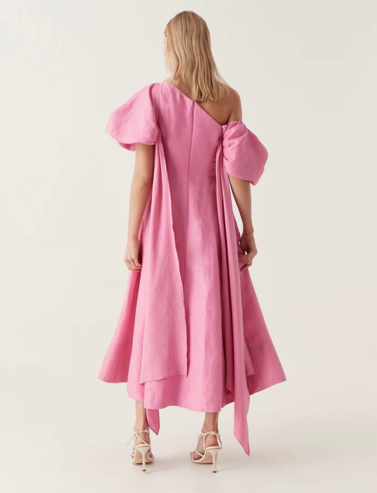 ARISTA TULIP SLEEVE MIDI DRESS | PINK