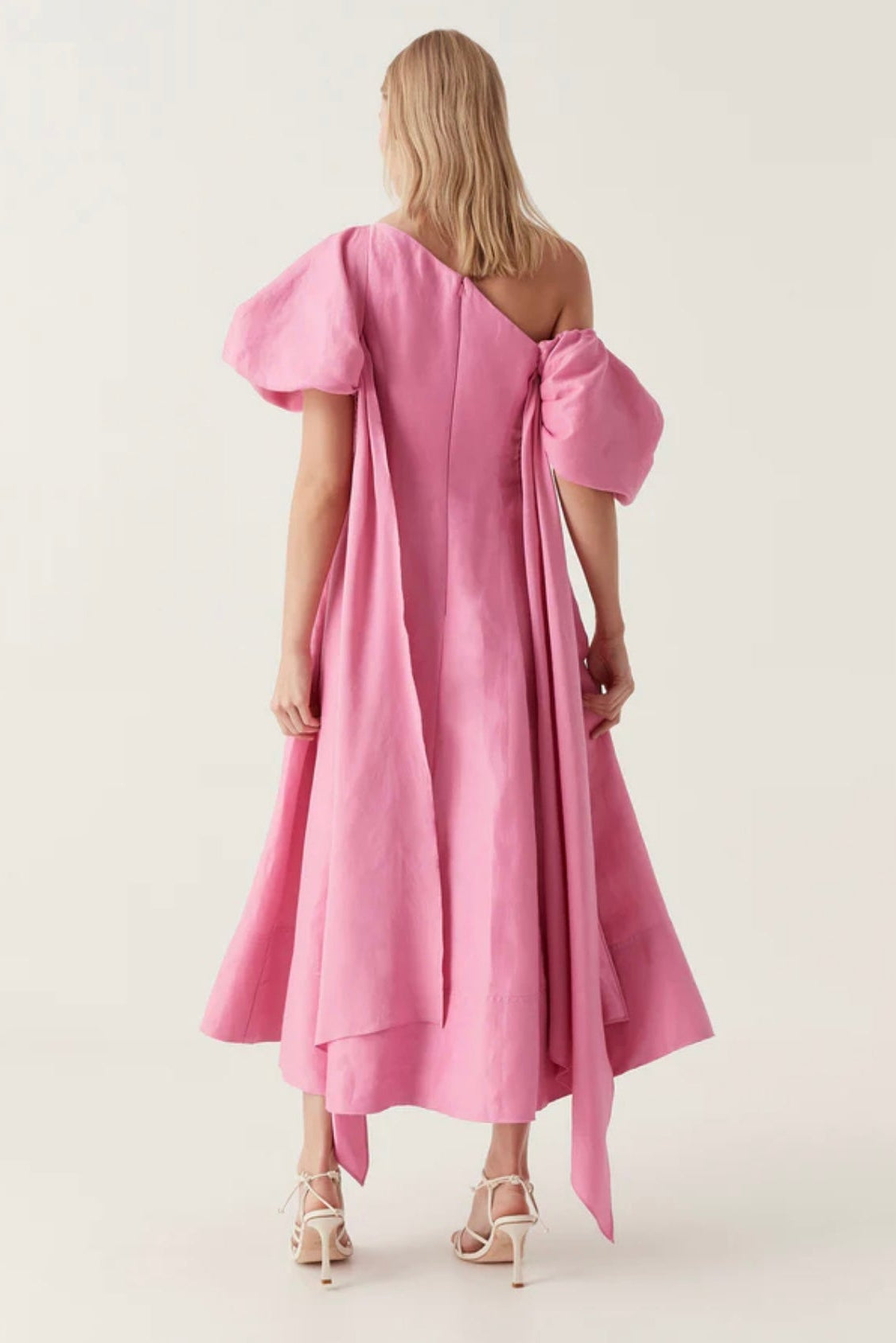 ARISTA TULIP SLEEVE MIDI DRESS | PINK