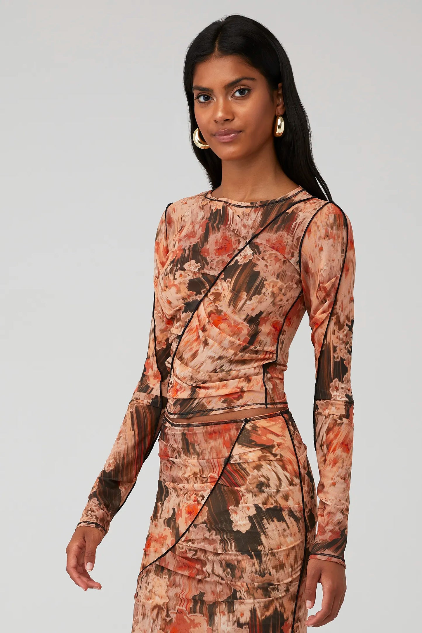 AVERIL GATHERED LONG SLEEVE TOP