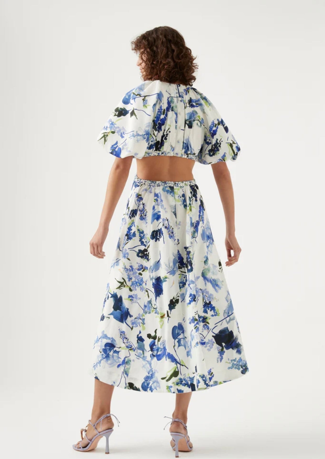 CAPUCINE PUFF SLEEVE MIDI DRESS