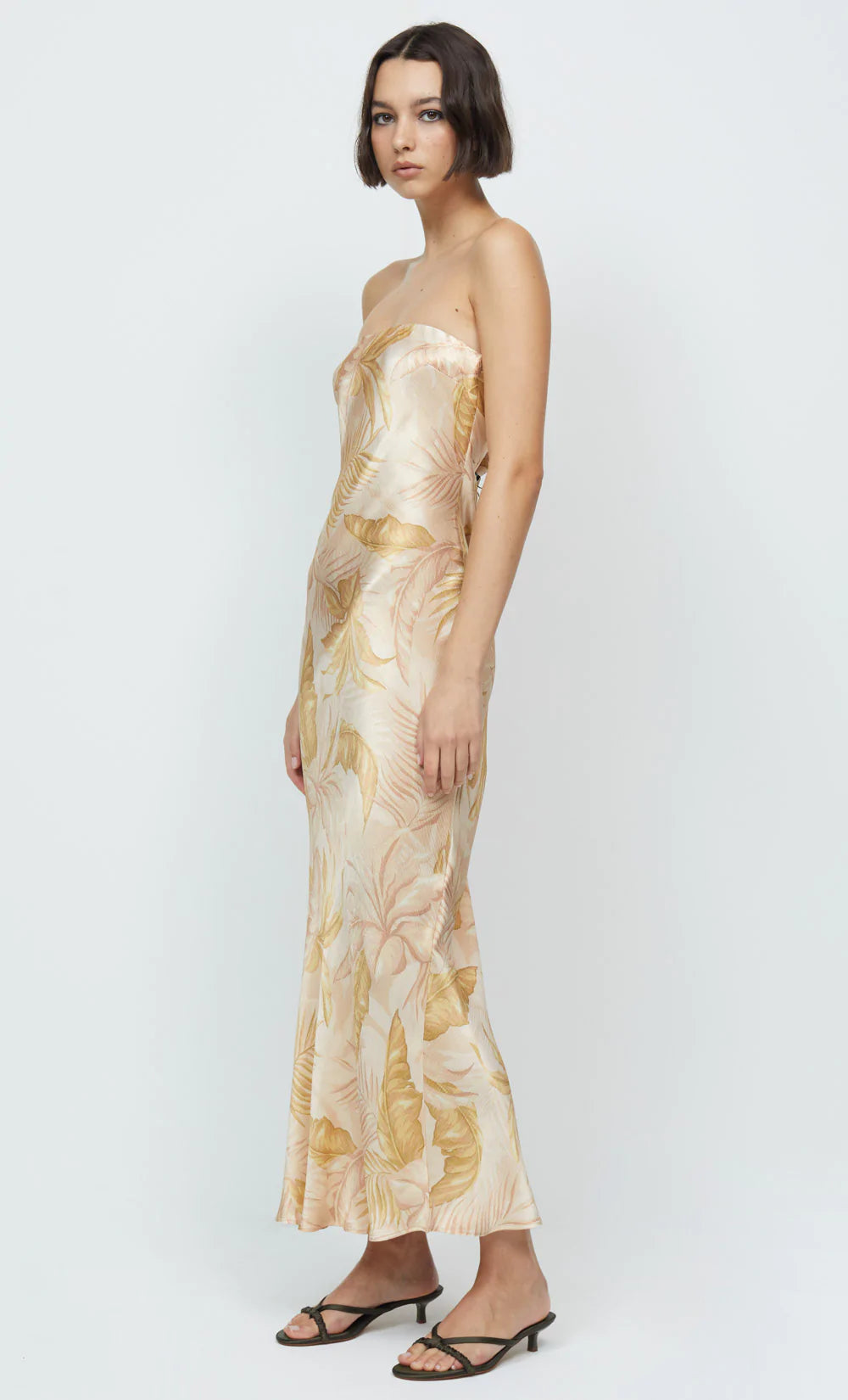 DUSTY PALMS STRAPLESS MAXI