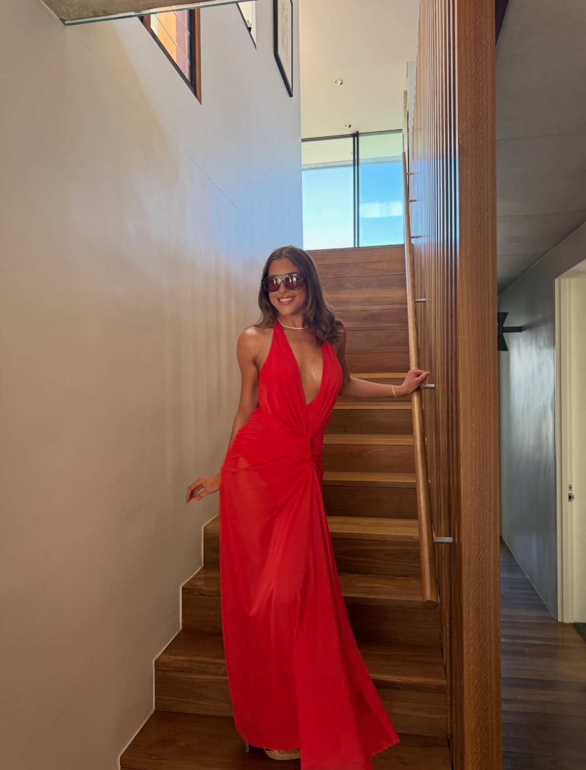 Xanthi V Neck Maxi Dress | Flame