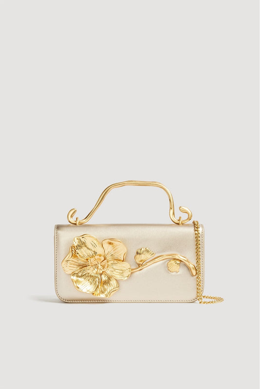 Celeste Emboss Flower Clutch | Ivory