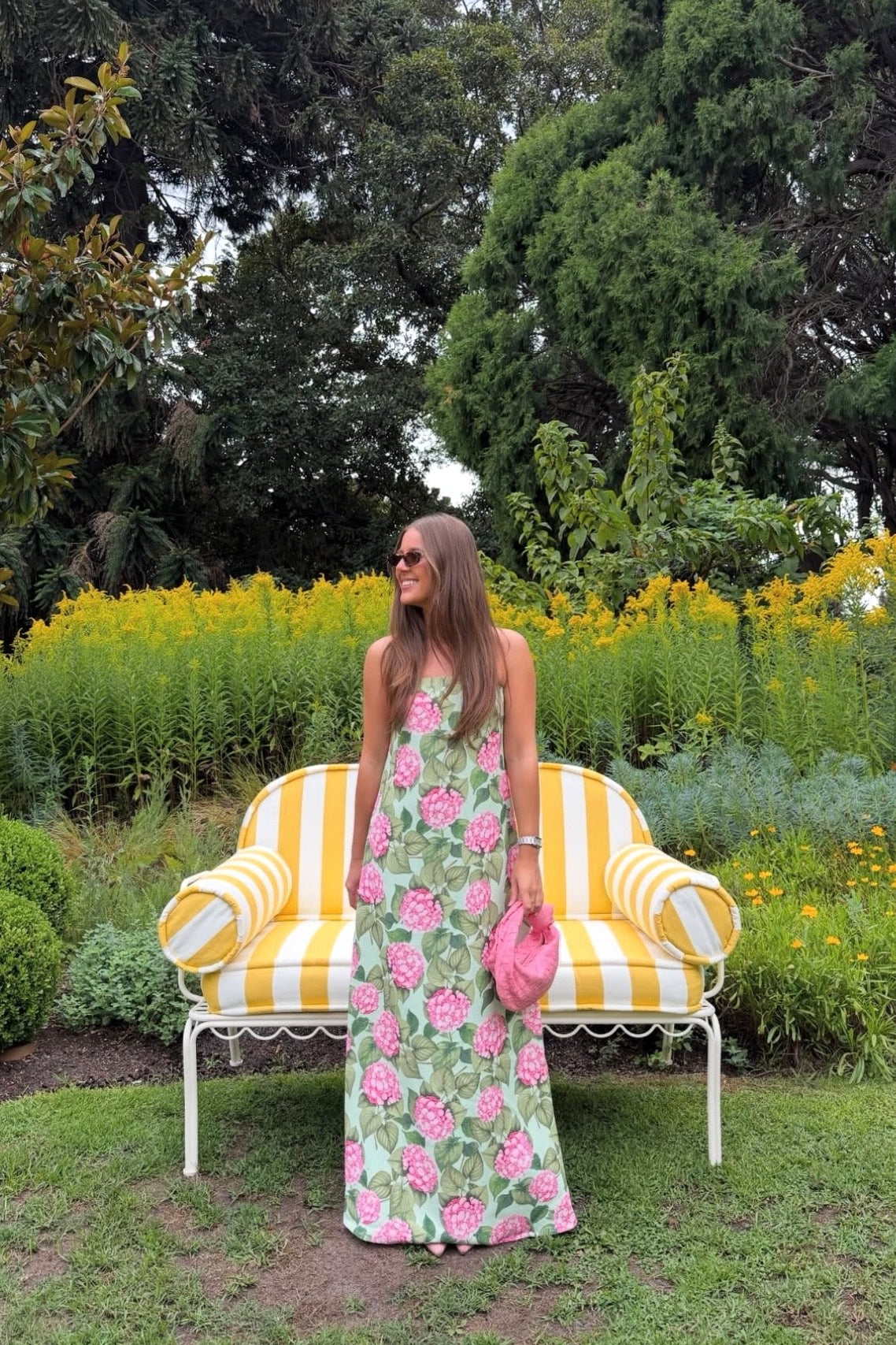 Palm Noosa Alessia Dress Pink Jardin crepe strapless garden party dress rental Australia
