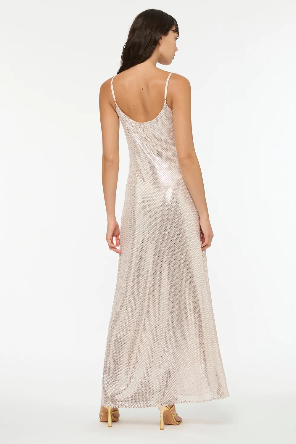 HIGH VOLTAGE SLIP DRESS | NUDE/SILVER