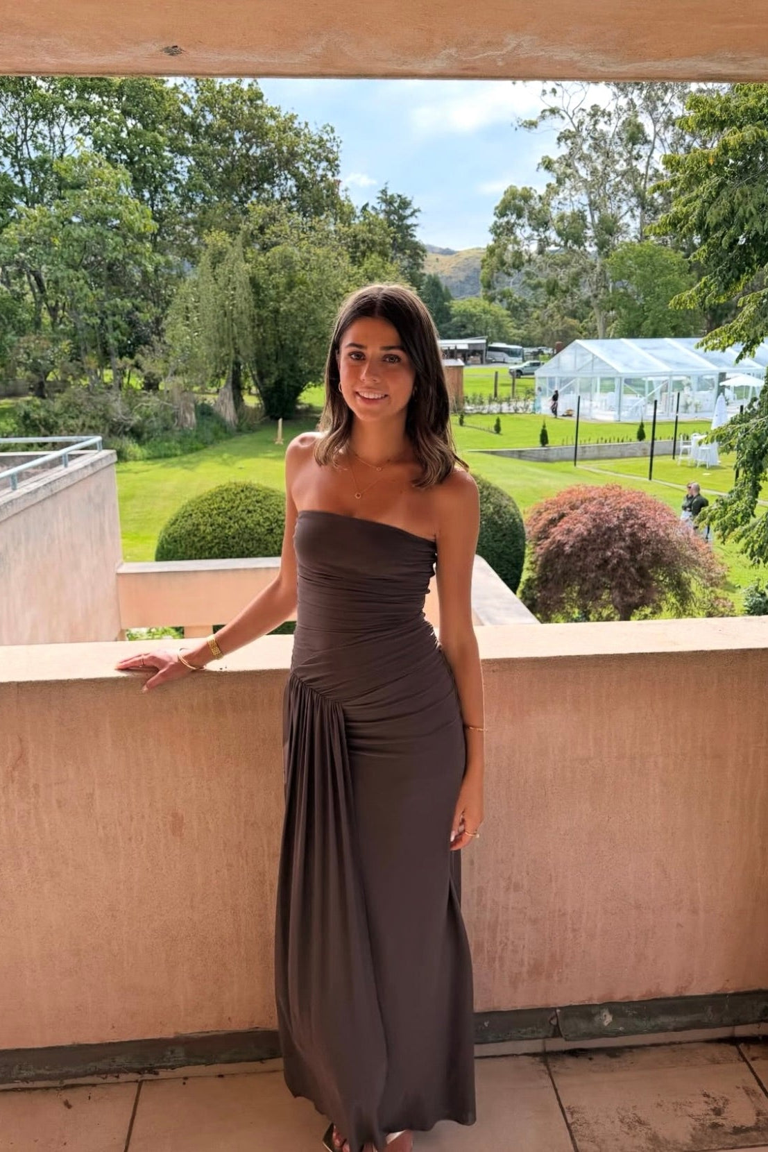 IDA STRAPLESS DRESS | DARK CHOCOLATE