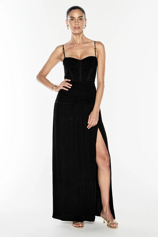 DOUBLE TIME PLEAT DRESS | BLACK