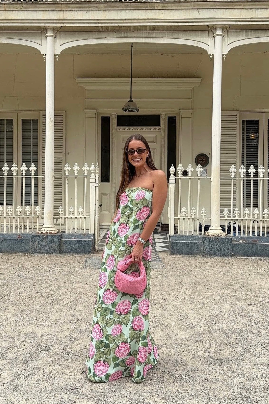 Palm Noosa Alessia Dress Pink Jardin floral print races birthday dress hire Australia