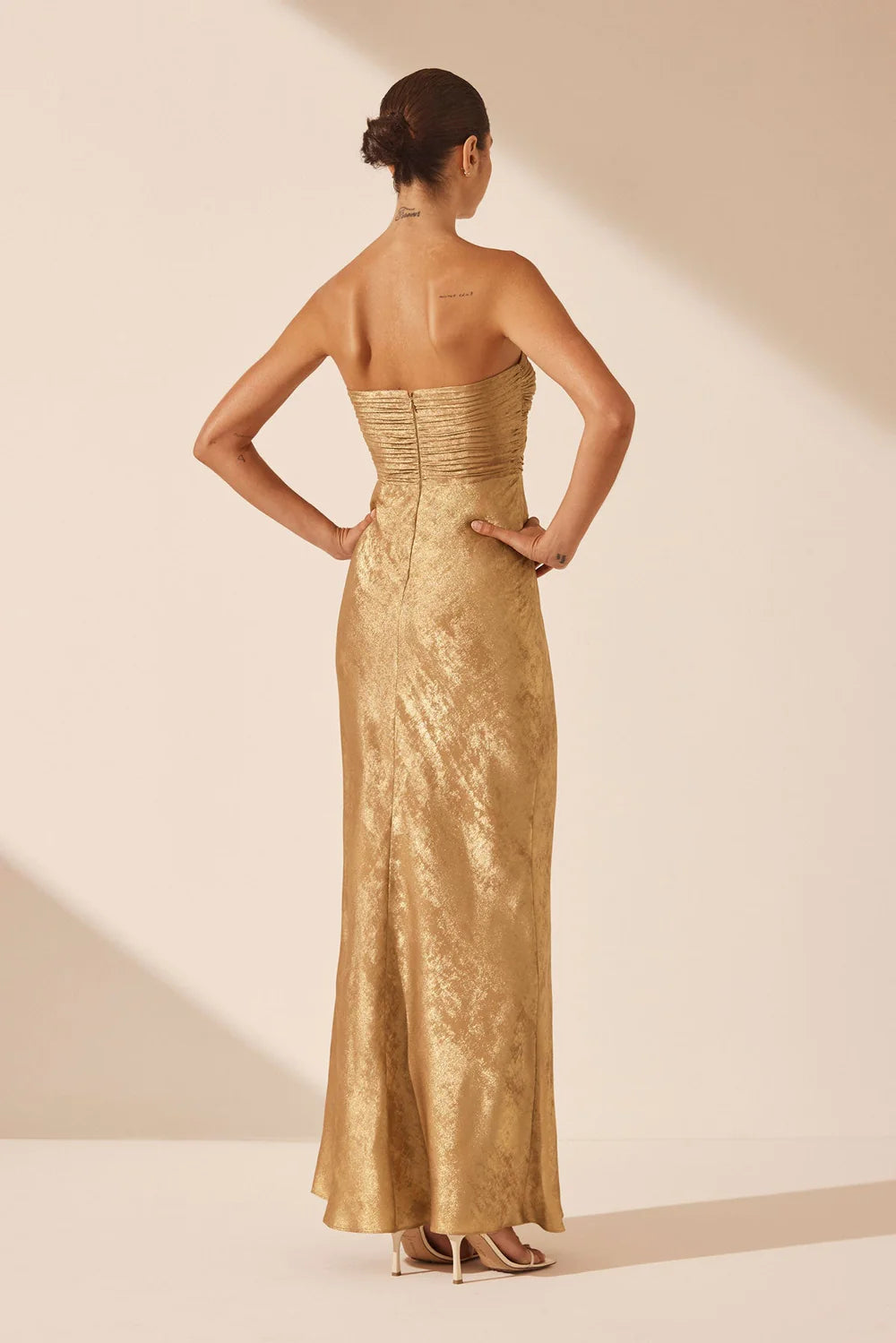 Strapless lace top maxi dress