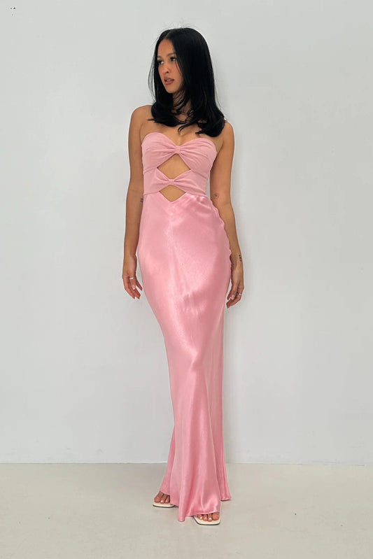 HALLE STRAPLESS DRESS | DUSTY PINK
