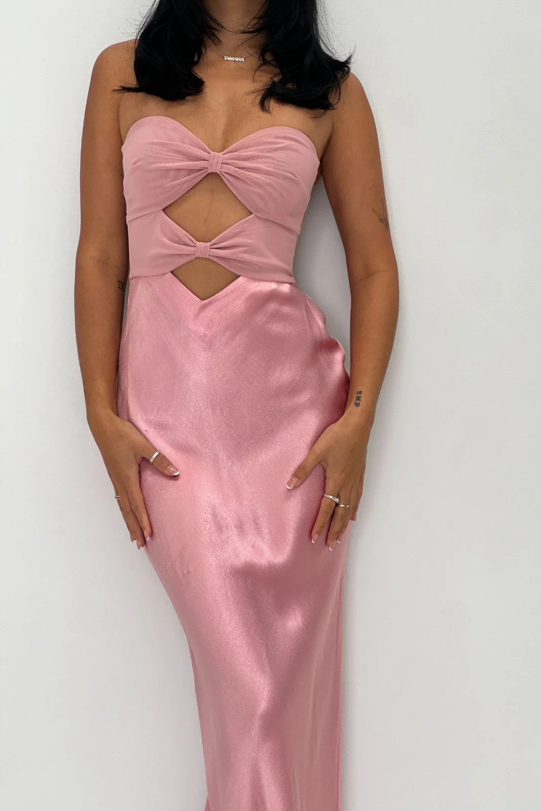 HALLE STRAPLESS DRESS | DUSTY PINK