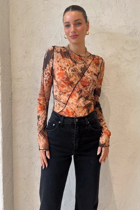 AVERIL GATHERED LONG SLEEVE TOP