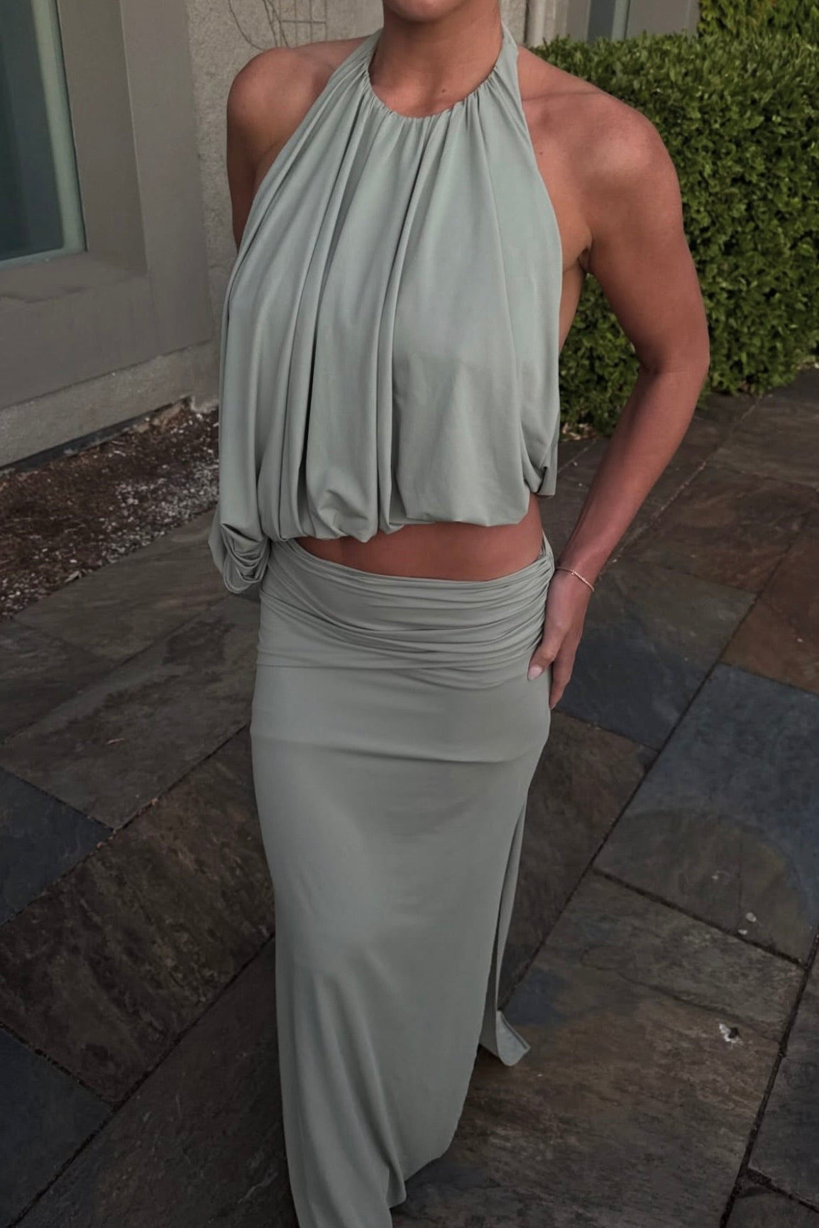 CADENCE RACER MAXI DRESS | PISTACHIO