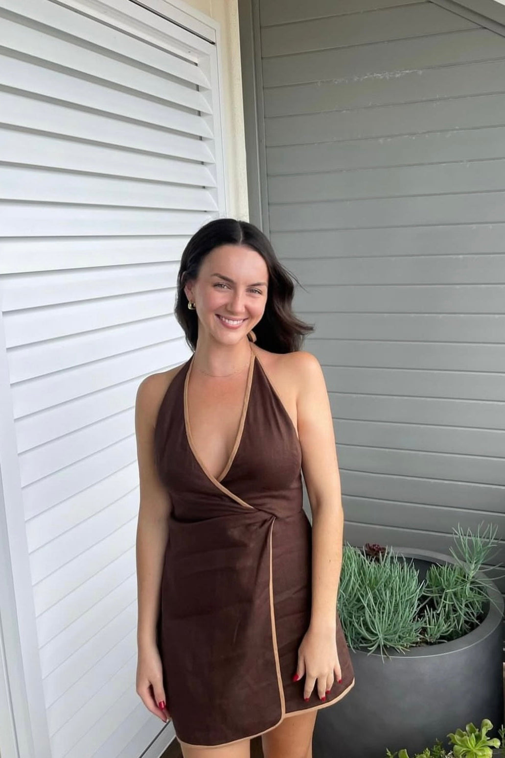 AFFOGATO TWIST MINI DRESS | CHOCOLATE DRESSED BY ES AFFOGATO TWIST MINI DRESS | CHOCOLATE DRESSED BY ES