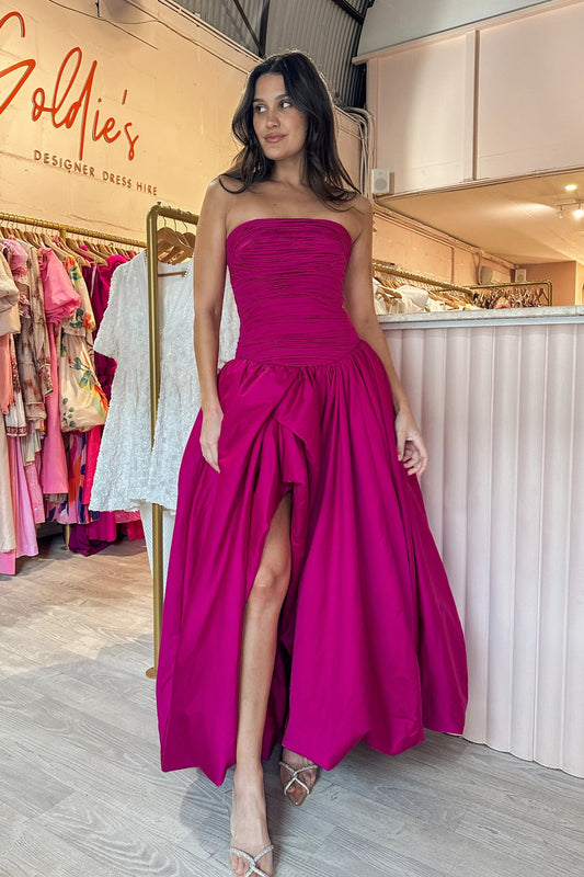 Violette Bubble Hem Maxi Dress | Deep Magenta