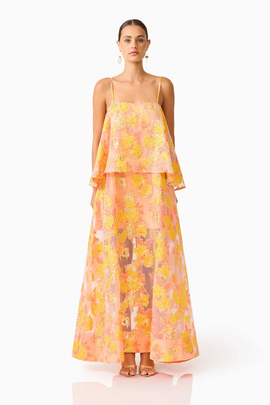ELYSIA TIERED GOWN | ORANGE FLORAL