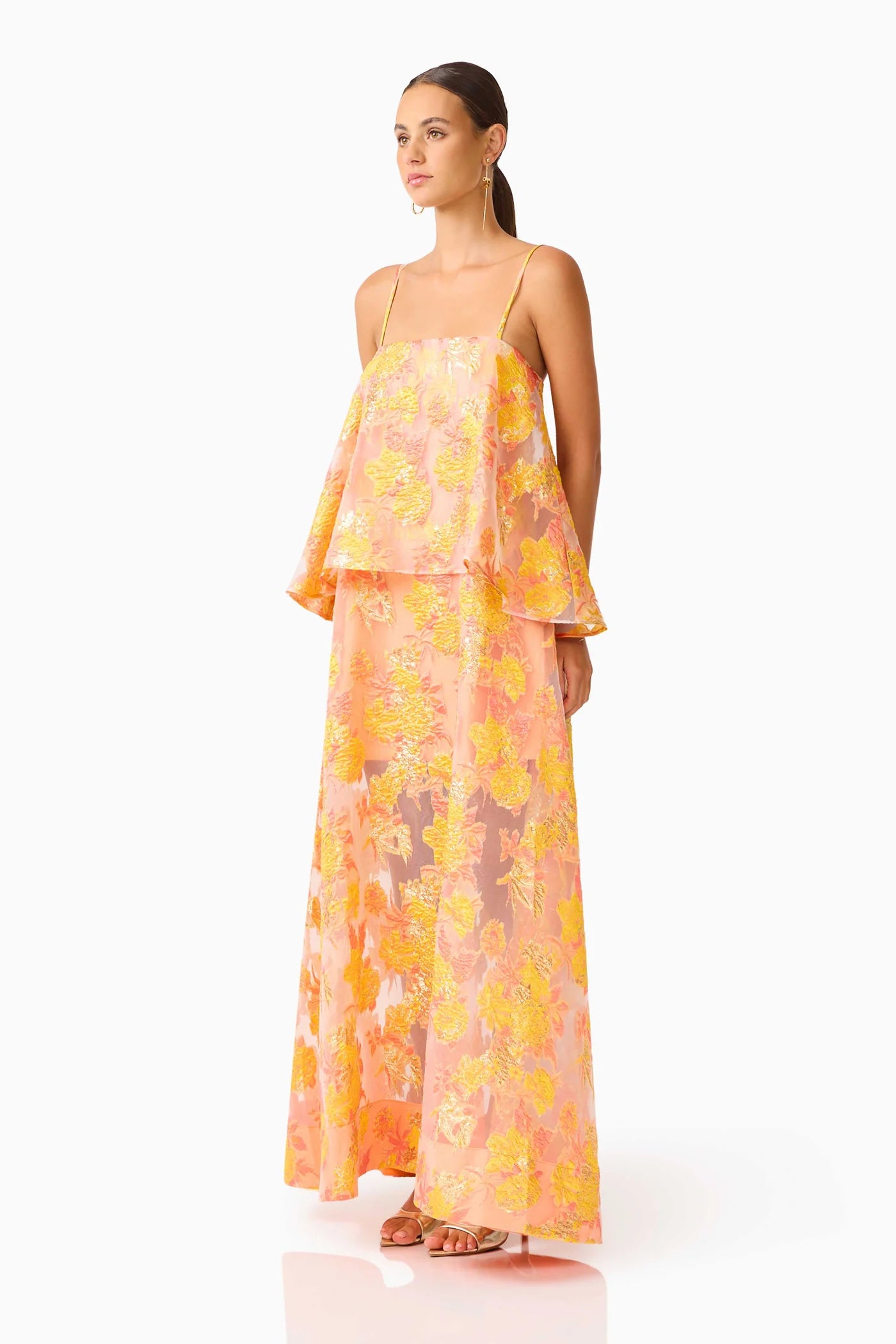 ELYSIA TIERED GOWN | ORANGE FLORAL