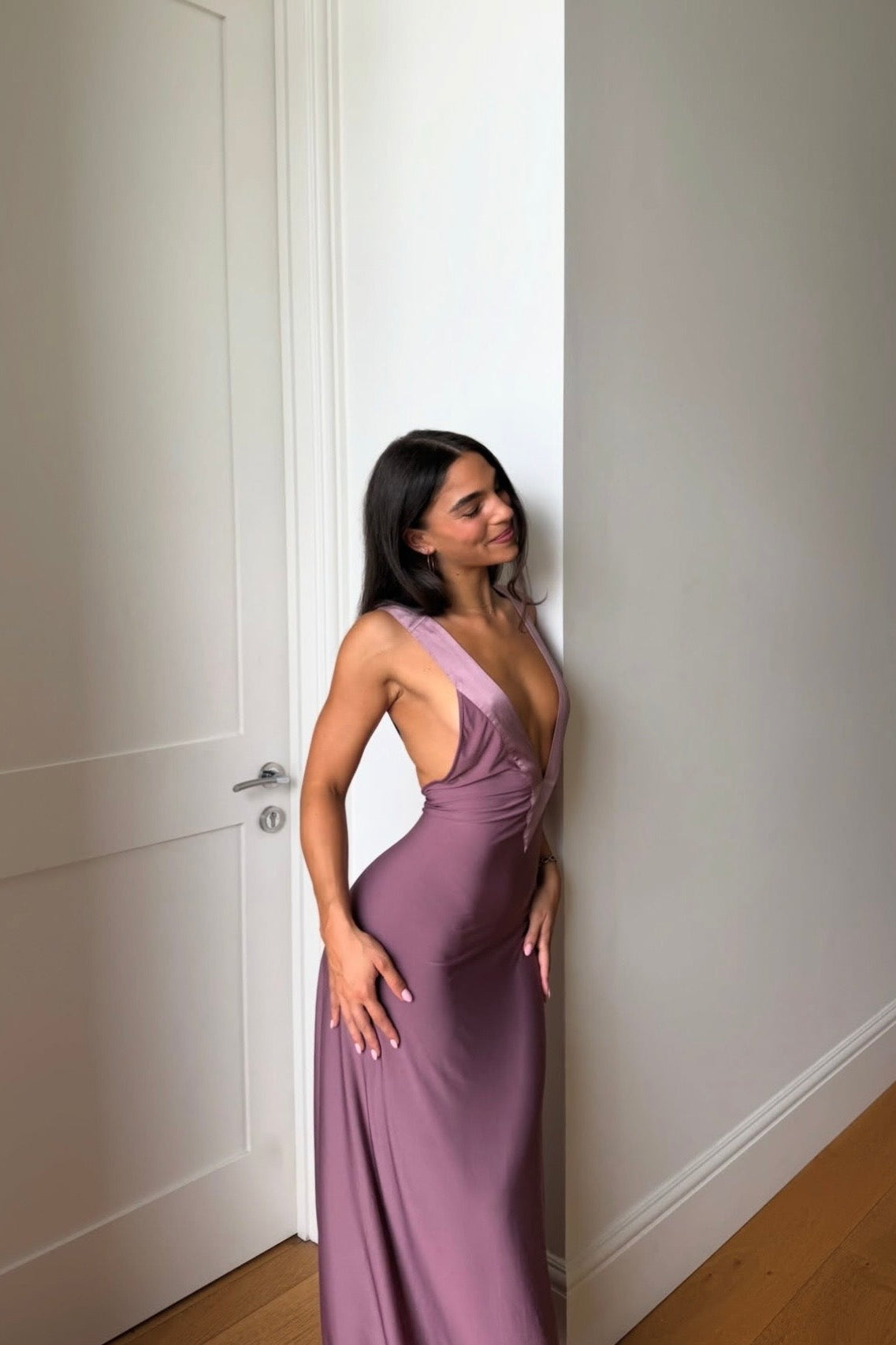 Ance Gria Rosa Gown Mauve special occasion gown cocktail dress hire Australia