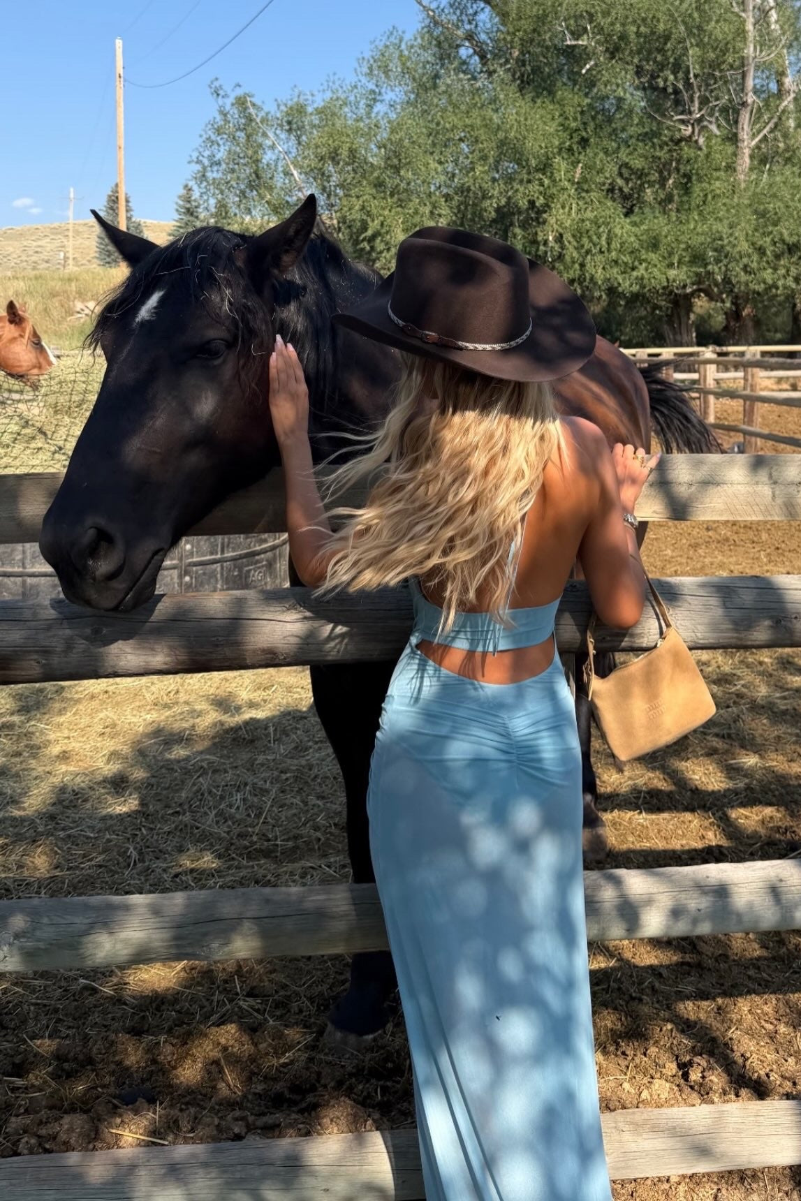 Xanthi V Neck Maxi Dress | Bermuda Blue