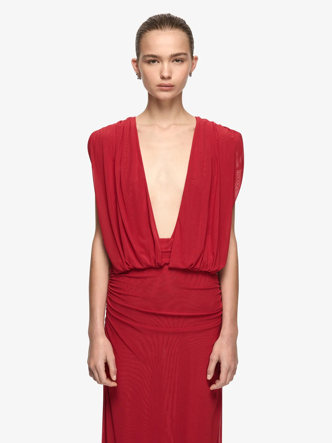 Isora Drape Maxi Dress | Ruby Red