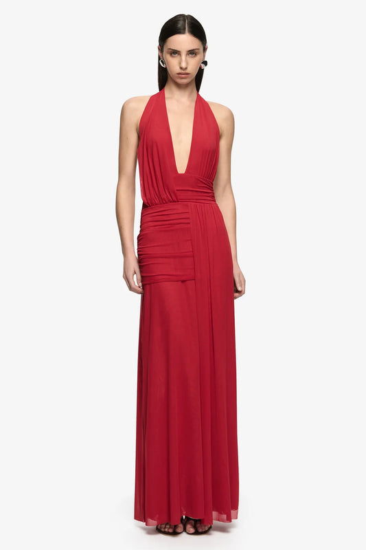Wren Drape Maxi Dress | Ruby Red