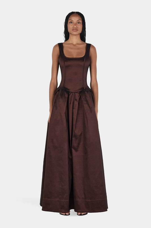 POSEY TAFFETA GOWN | CHOCOLATE