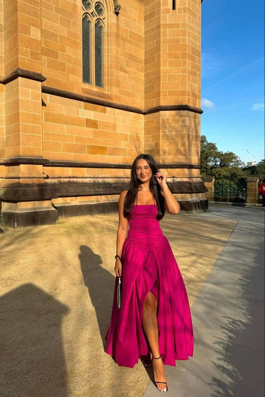Violette Bubble Hem Maxi Dress | Deep Magenta