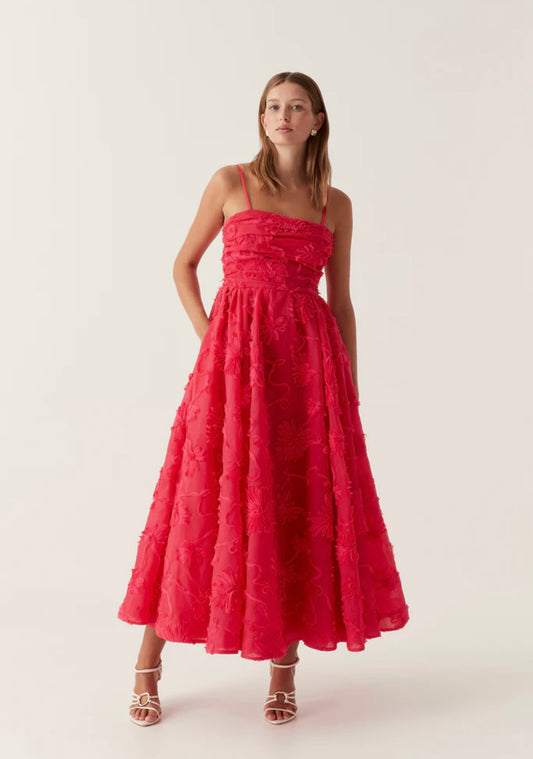 EVANGELINE CORNELLI MAXI DRESS | BOUGAINVILLEA RED