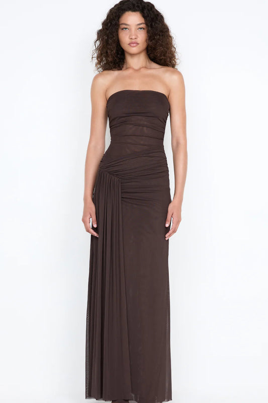 IDA STRAPLESS DRESS | DARK CHOCOLATE