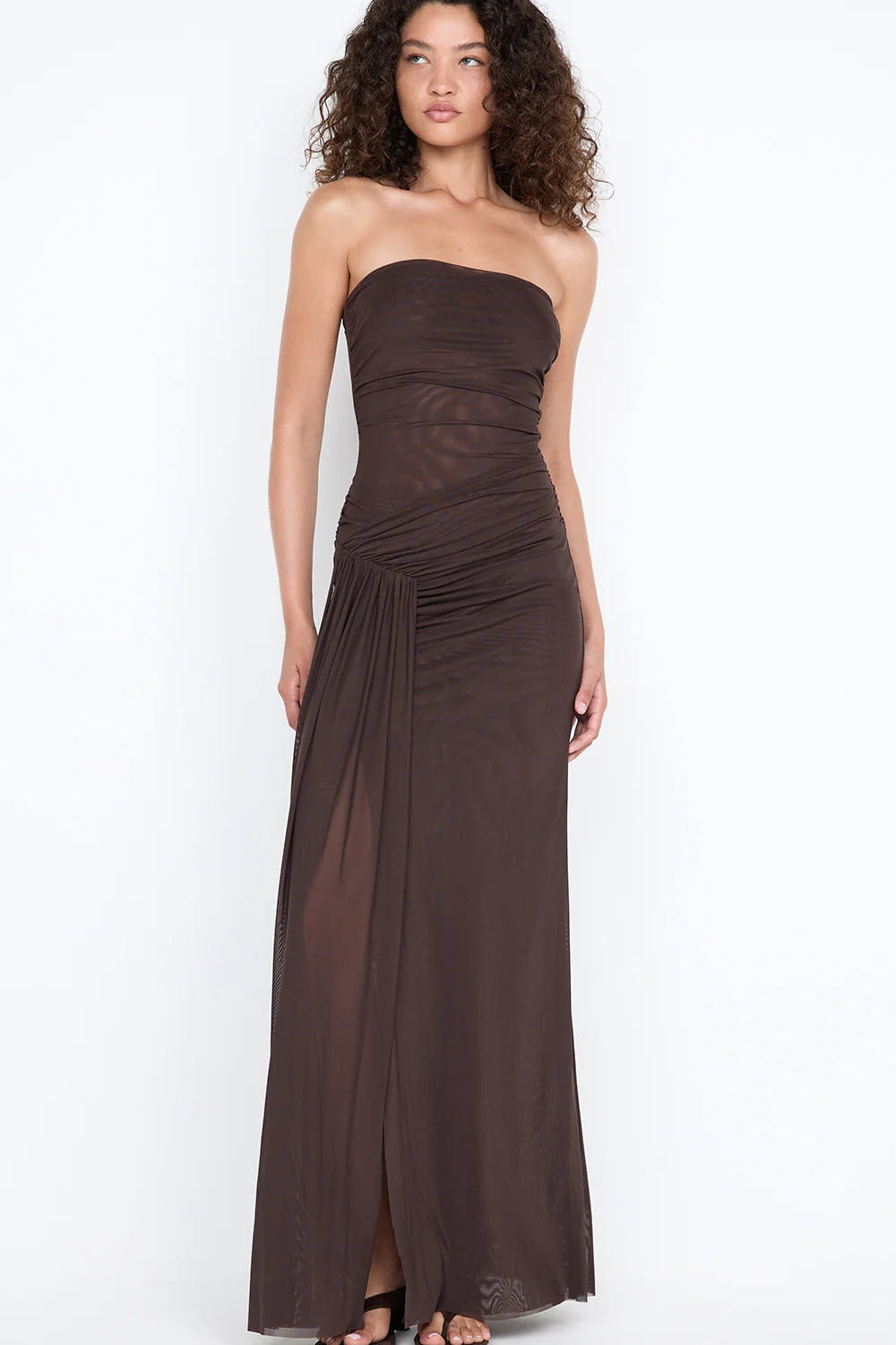 IDA STRAPLESS DRESS | DARK CHOCOLATE