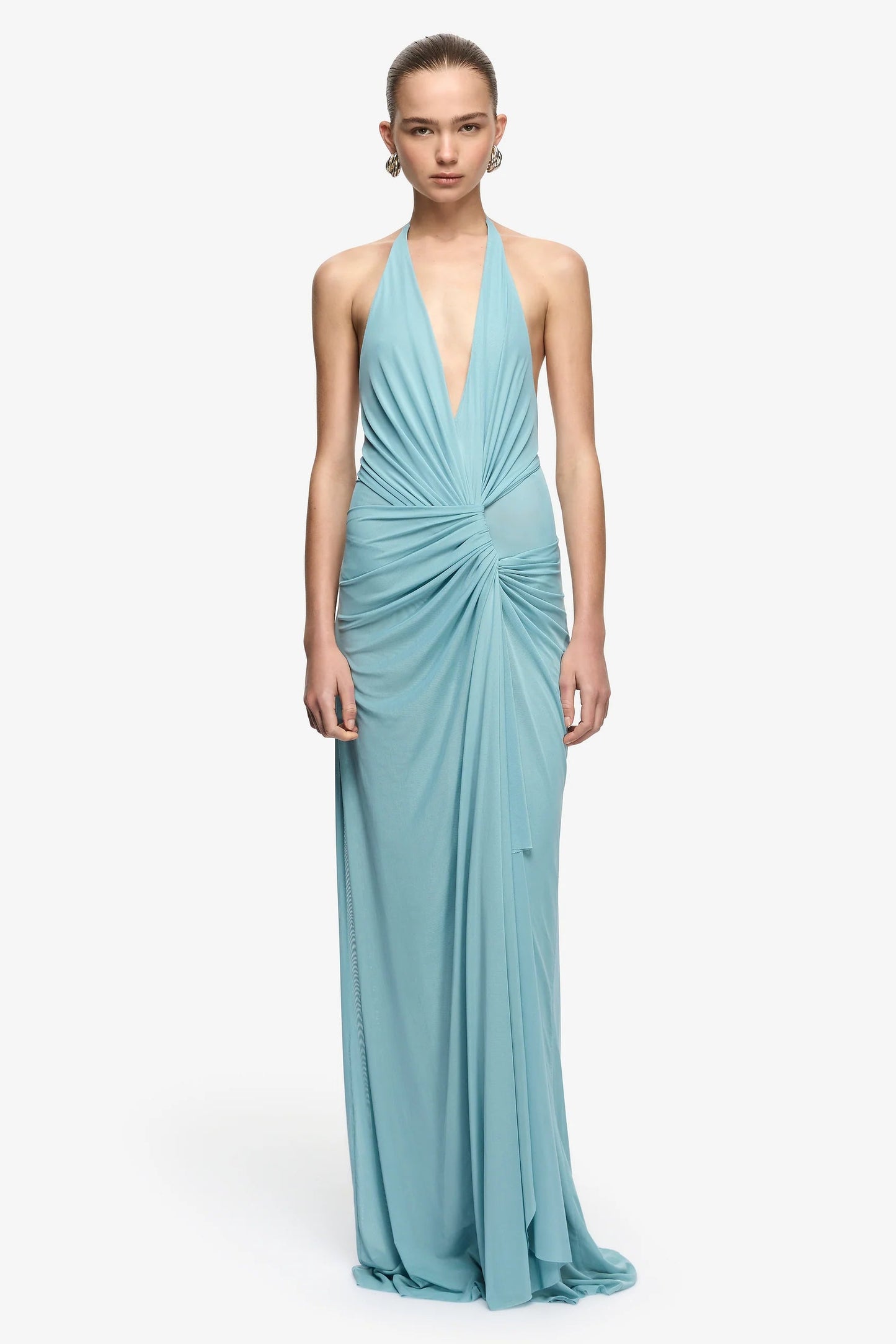 Xanthi V Neck Maxi Dress | Bermuda Blue