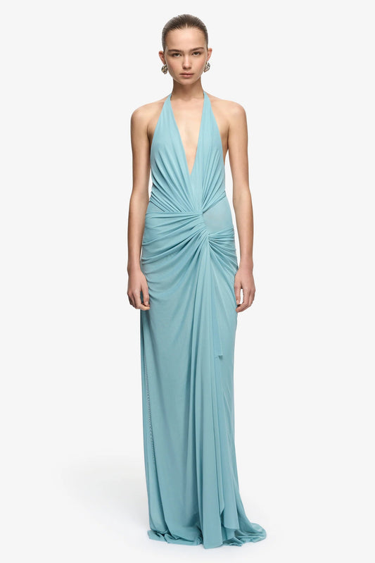 Xanthi V Neck Maxi Dress | Bermuda Blue