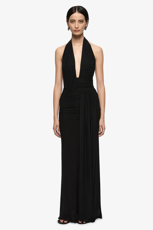 CASSIS DRAPE MAXI DRESS | BLACK