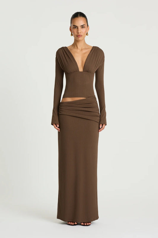 AGNES MAXI DRESS | CHOCOLATE