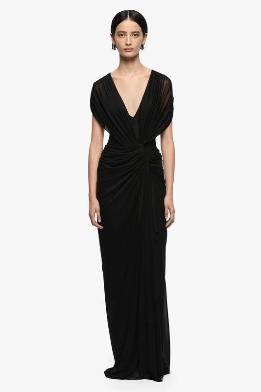 LEIA DRAPE MAXI DRESS | BLACK