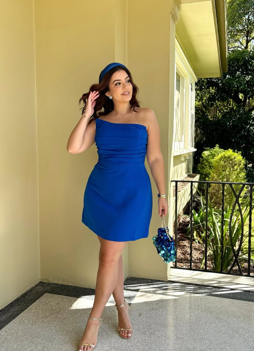 CASSIE STRAPLESS MINI DRESS | COBALT