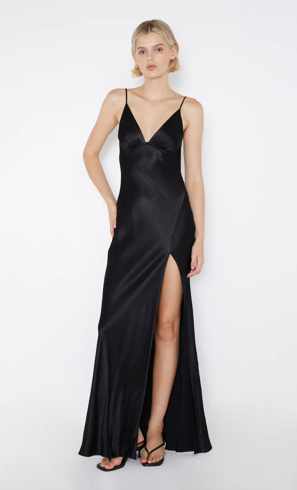 REN SPLIT MAXI DRESS | BLACK