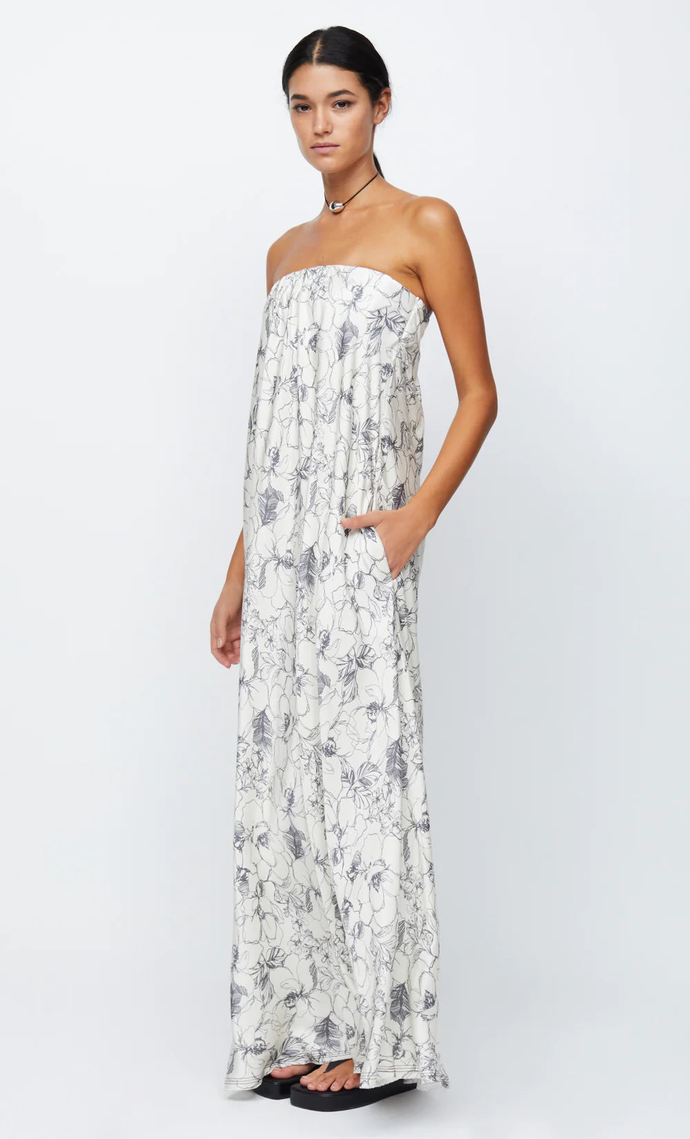 TILLIE STRAPLESS MAXI DRESS | LINEAR FLORAL