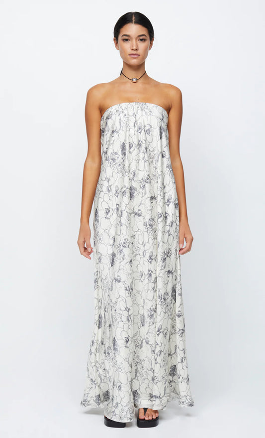 TILLIE STRAPLESS MAXI DRESS | LINEAR FLORAL