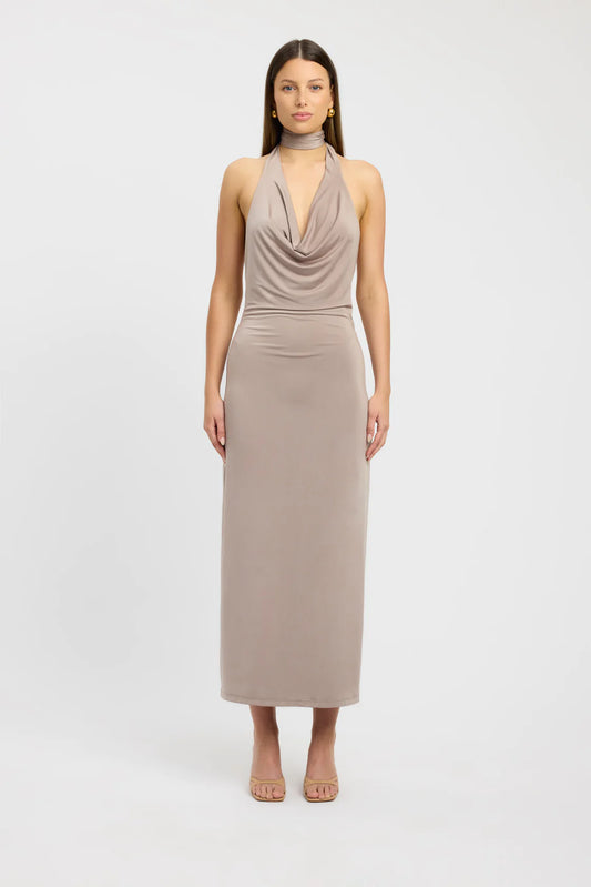 CALI COWL DRESS | TAUPE