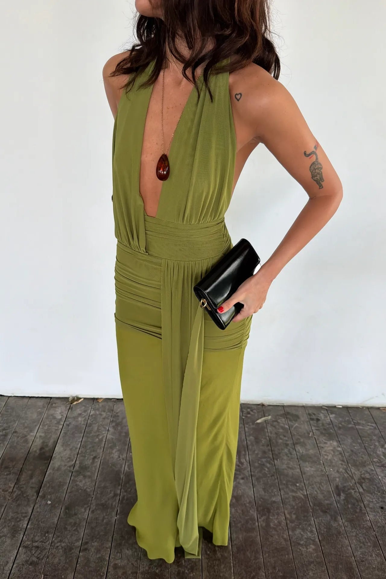 Cassis Drape Maxi Dress | Fern