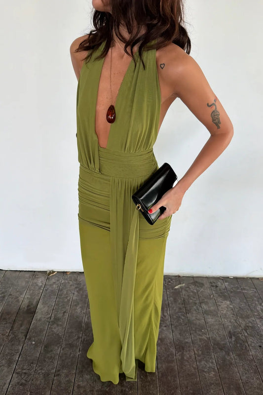 Cassis Drape Maxi Dress | Fern