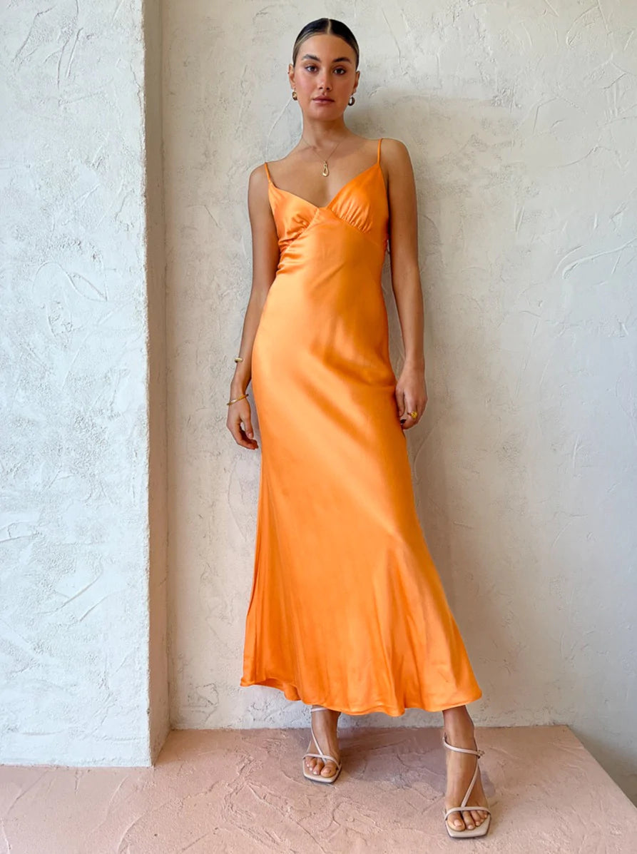 AMBER V MAXI DRESS | ORANGE