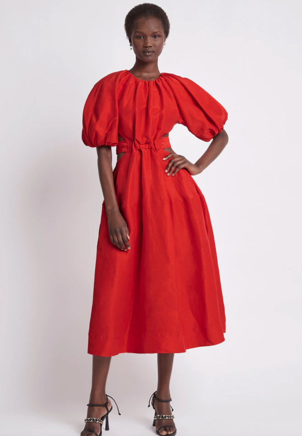 MIMOSA CUTOUT MIDI DRESS | RED